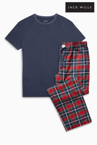 Jack Wills Navy/Red Check Kintyre Sleep Set